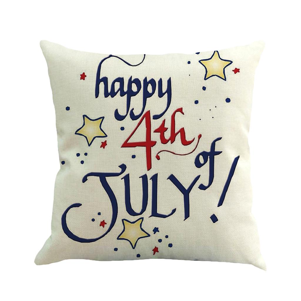 Super Soft Independence Day Linen Pillowcase Sofa Pad Set Home Decoration