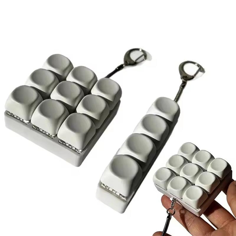Keychain With Keyboard To Relieve Stress 4/9 Button Toy Relaxing And Quiet Mechanical Keyboard Easy To Remove Readjust