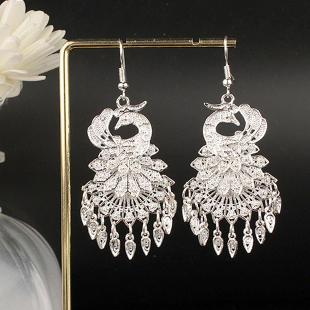 Turquoise Earrings Bohemian Drop Ear Earrings with Tassels, Geometric Alloy, Retro Style, Boastful Ear Accessories