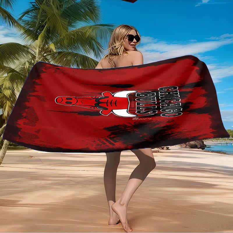 Chicago-Bulls Logo Beach Towel Microfiber Beach Towel, Lightweight and Quick-Dry, for Summer Travel, Swimming Pool Fan Birthday Gift