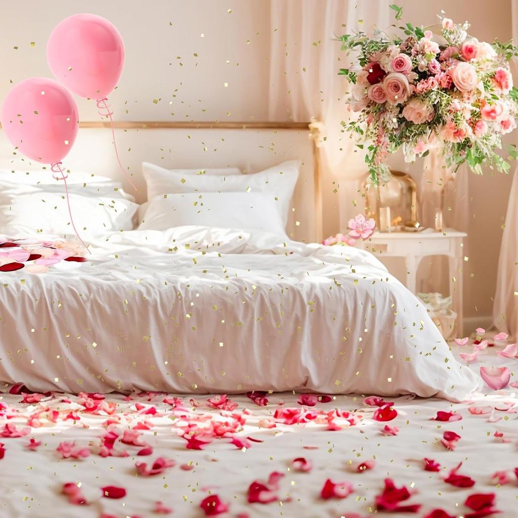 200pcs Flower Girl Petals, Rose Petals for Wedding, Silk Rose Petals, Red Pink Rose Petals & White Flower Petals for Wedding Bridal Shower Decor