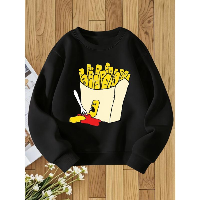 European sizes Kids Round Neck Hoodie Fashion Print Versatile Top 110