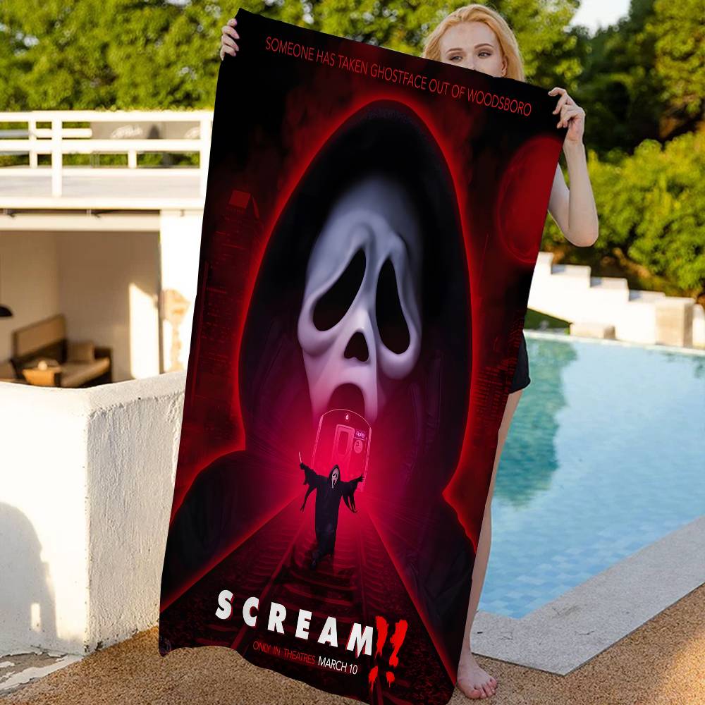 Scream Horror Movie Anime Beach Towel Colorful Bath Towels for Quick Dry Custom Sand Free Beach Yoga Spa Gym Pool