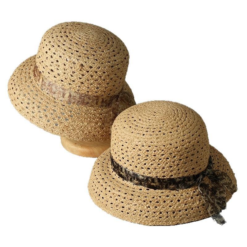 Summer Floral Straps Hollow Shade Straw Hat Beach Idyllic Sun Protection Straw Hat Raffia Fashion Versatile