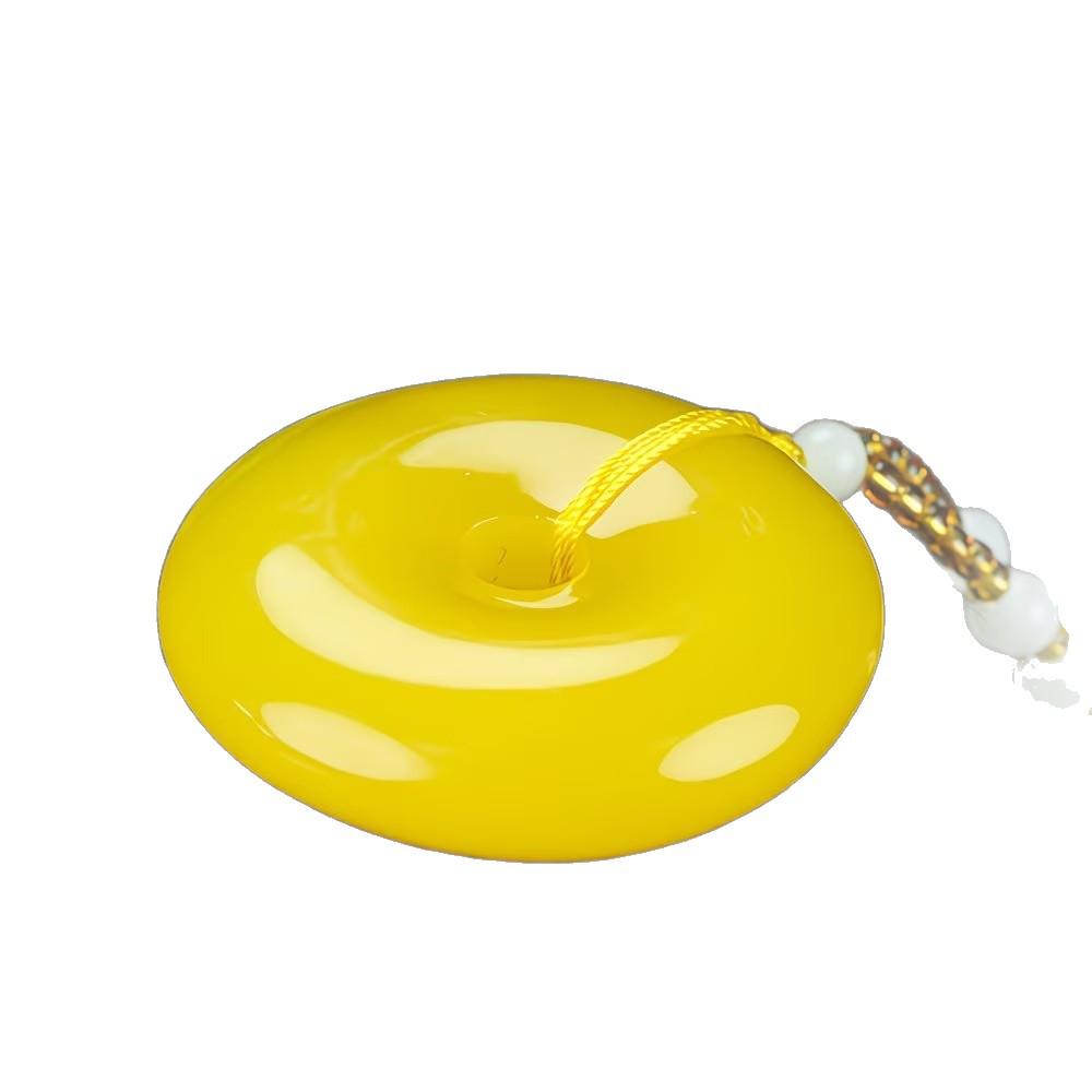 Live Beeswax Water Drop Pendant Necklace - Natural Chicken-Fat Yellow Peace Buckle (Ping'an Kou) Unisex Sweater Chain.
