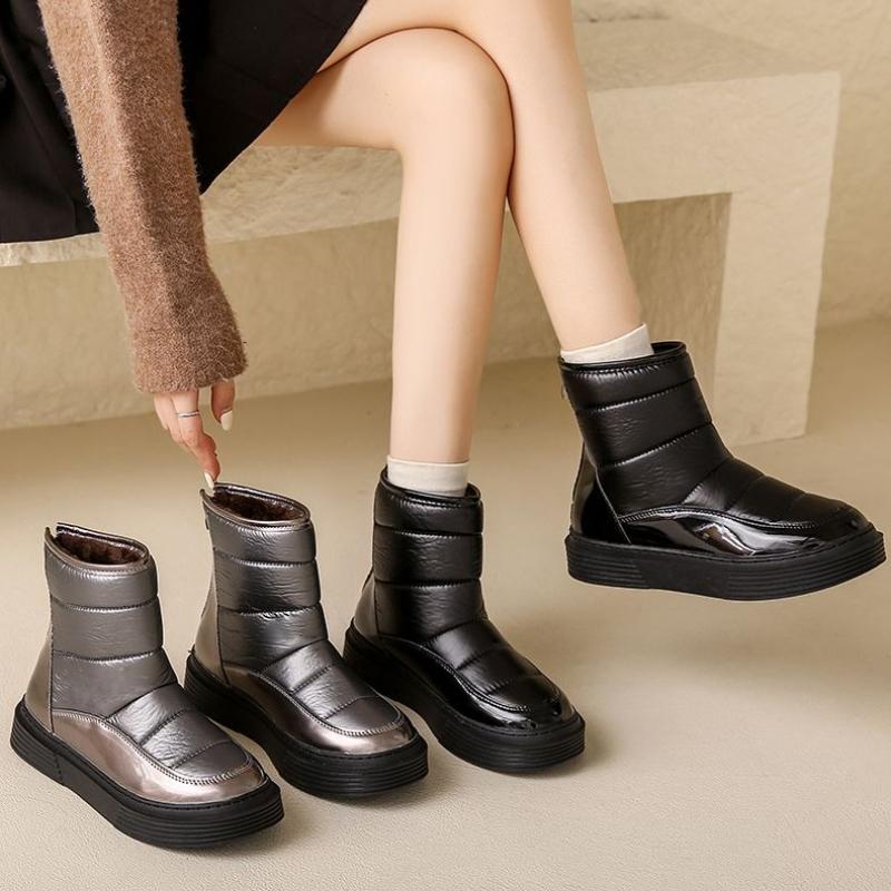 Modne Wodoodporne Damskie Buty z Okrągłym Noskiem Zimowe Grube Damskie Buty Śnieżne Szykowny i Elegancki Modny 2025 Pluszowe Ciepłe Botki w Promocji