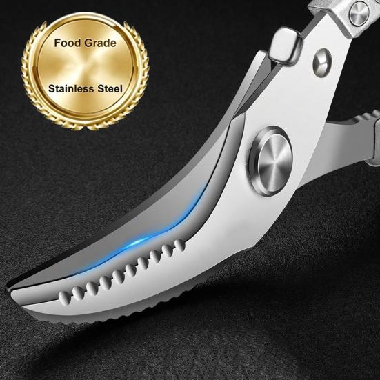 Heavy-Duty Kitchen Shears, Stainless Steel Poultry Scissors for Chicken Fish Ribs, 6-in-1 Tool with Bottle Opener, Fish Scale Scraper Nut Cracker