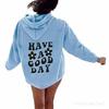 Autumn Women's Fashion: Rose Red 'GOOD DAY' Print Hooded Sweatshirt