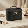 PU Makeup Bag Women Waterproof Durable Storage Organizer With Stitched Seam Square Design