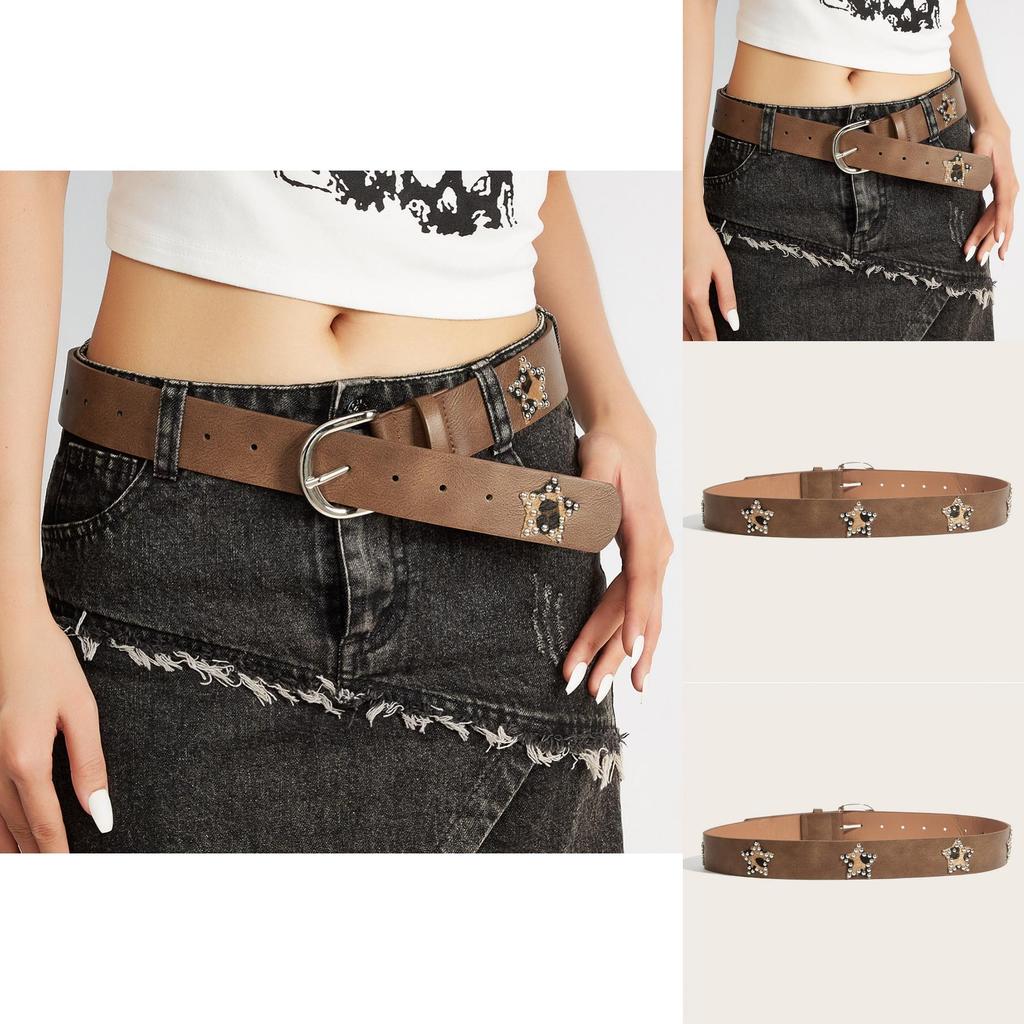 Punk Rock Studded Leopard Print Belt With Alloy Buckle For Street Fashion Enthusiasts