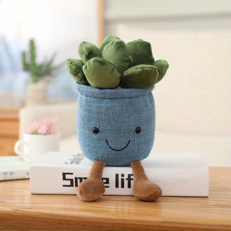 Succulent Plants Stuffed Toy For Kids, Soft Simulation Potted Plush Toy Doll,Potted Plant Decor Desk Window Decoration Gif