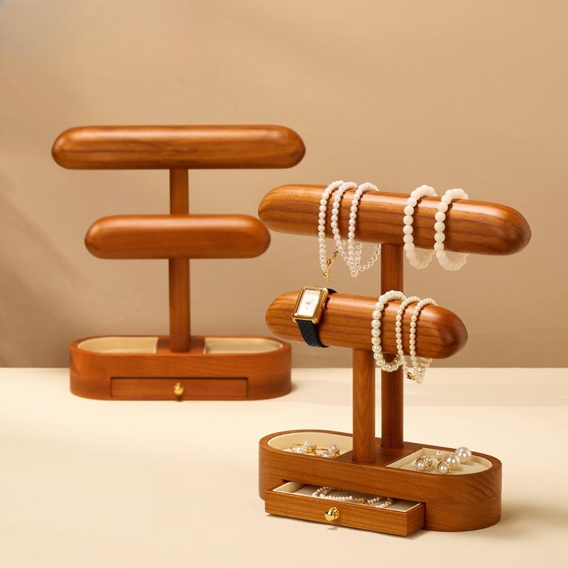 Solid Wood Watch & Jewelry Stand, Wristwatch Display Holder, Organizer for Rings, Necklaces, Bracelets & Beads