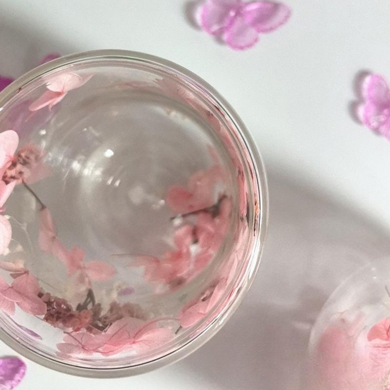 1Pc Double-Walled Glass Coffee Mug With A Real Flower Design Inside, Suitable For Coffee, Milk, And Other Beverages.
