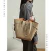 New Women's Large Capacity Cowhide Tote Bag Versatile Fashion Shoulder Bag for Commuting Work Female Trendy Bucket Handbag
