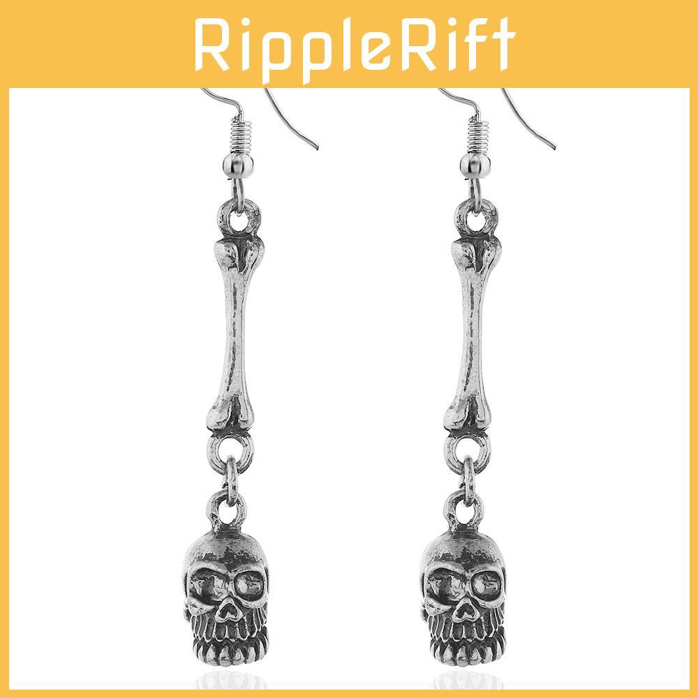 Skeleton Skull Metal Earrings With Electroplated Art For Halloween Cosplay And Vintage Jewelry