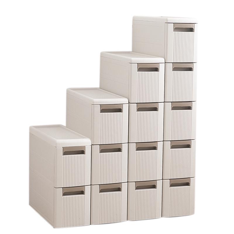 Ultra-Narrow Multi-Layer Bathroom & Kitchen Storage Shelf with Drawers 2-tier бежевый