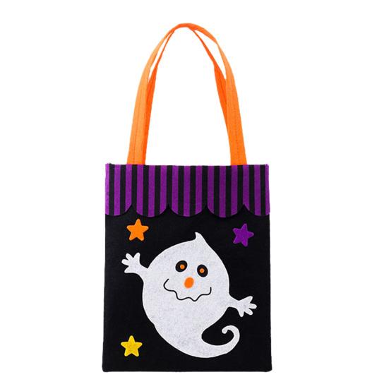 Holiday Photo Props Halloween Candy Bag, Cute Pumpkin Ghost Tote for Kids, Spooky Skeleton Theme Party Supplies Cartoon Pattern Treat Bag Party, Trick