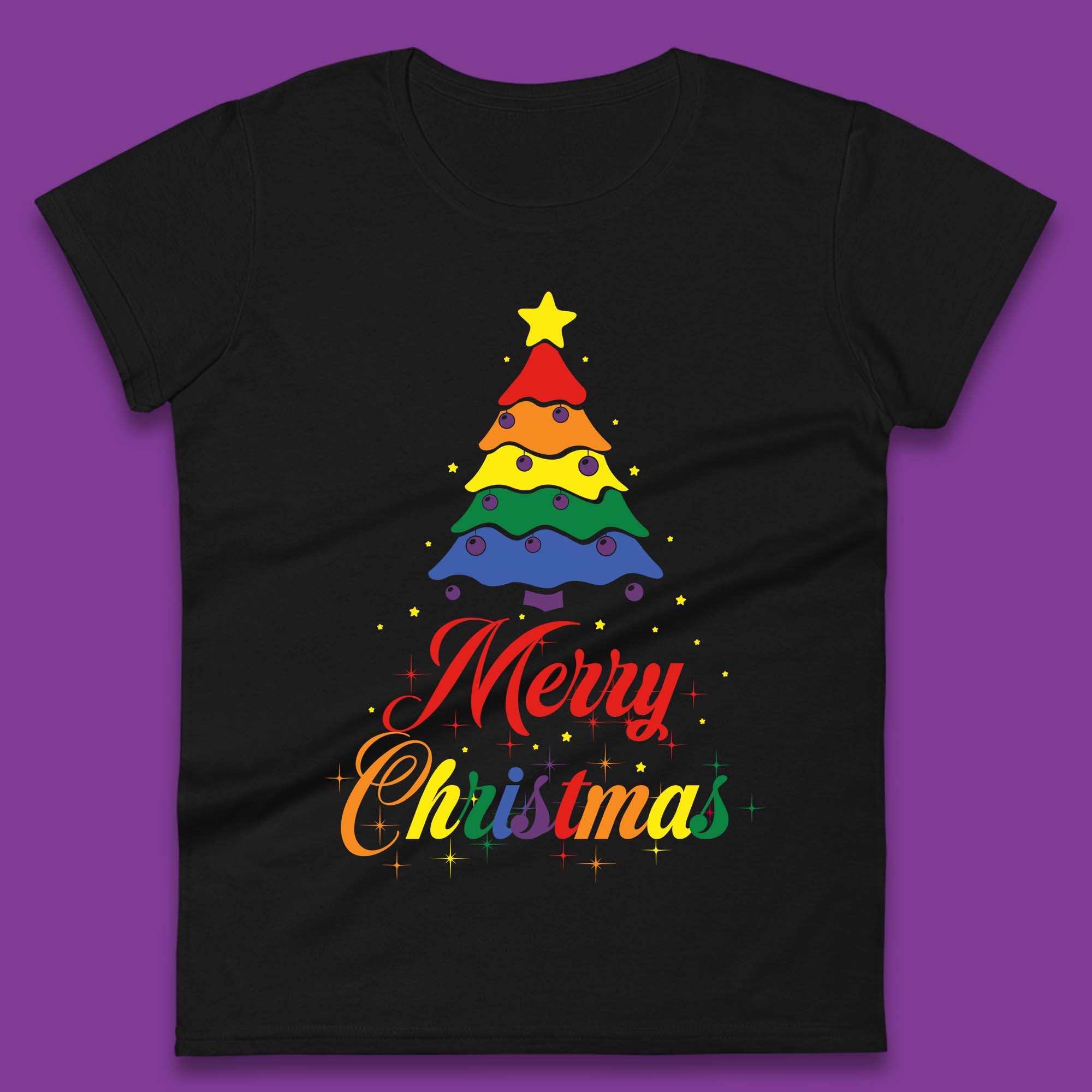 Pride Christmas Tree Ladies T-Shirt Mens Tops Tees Unisex 3XL