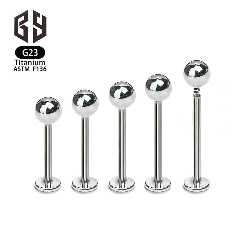 F136 Titanium Labret Stud Internally Threaded Ball Flatback Earring Cartilage Nose Barbell Piercing Jewelry M0.9 Thread