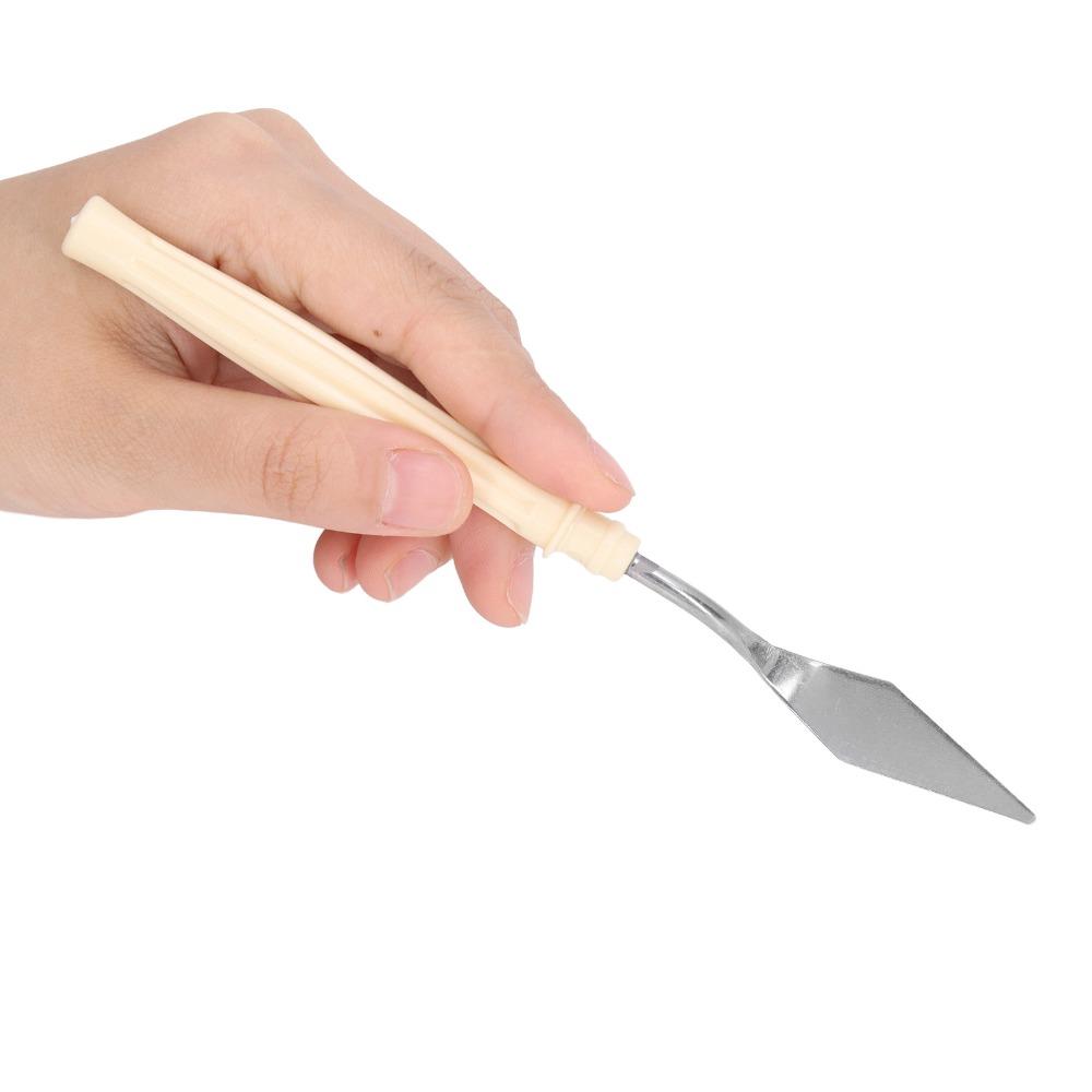 6pcs Plastic Handle Palette Palette Tool Set Metal Blade Color Mixing Palette Tool  For Oil Painting
