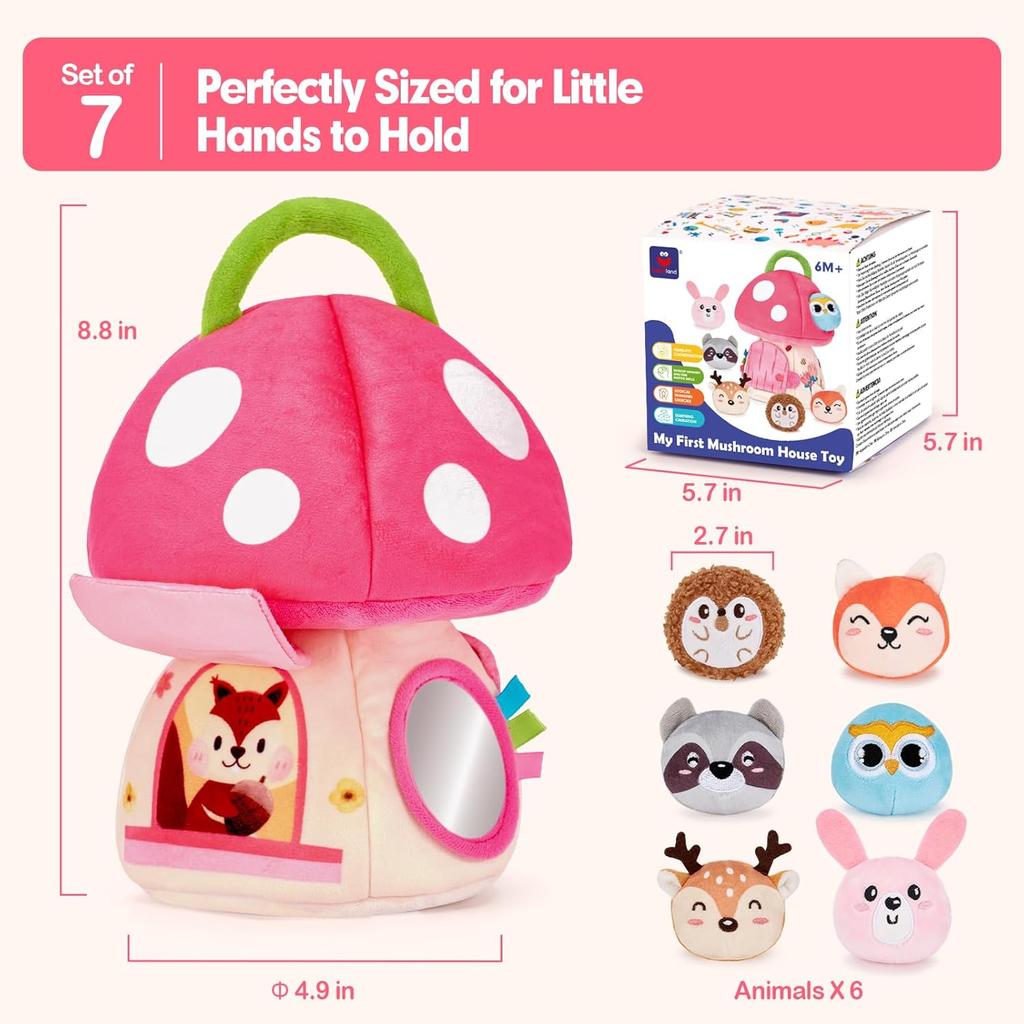 Baby Toys Barn Stuffed Farm Animals Rattle Crinkle Mirror Montessori Toys for Baby Sensory Balls Toddlers Stocking Stuffers