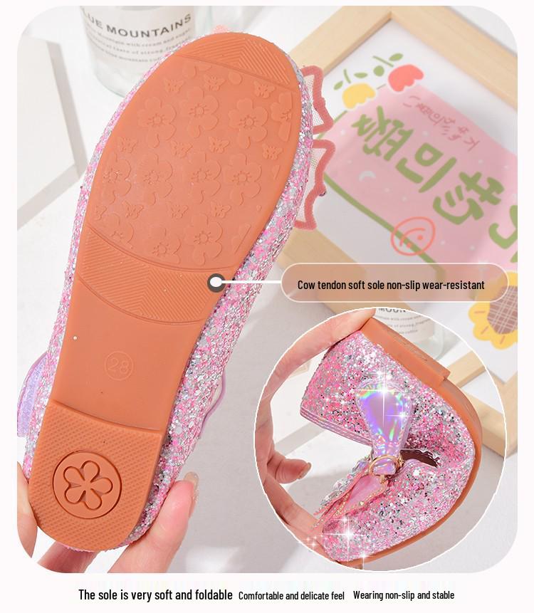 Girls' Crystal Princess Soft Sole Leather Shoes for Autumn 2026
