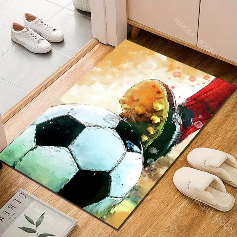 Soccer and Cleats Illustration Carpet for Living Room Bedroom Sofa Home Decor Rus Non-slip Floor Mat Luxury Gift Multiple Sizes