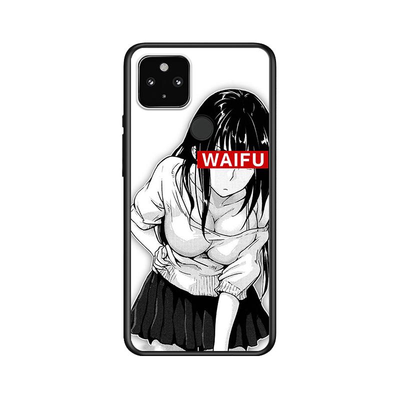 Anime Girl For Google Pixel 6 Pro 5 5A 4 4A XL 5G Black Phone Case Shell Soft Fundas Coque Capa Shockproof Cover