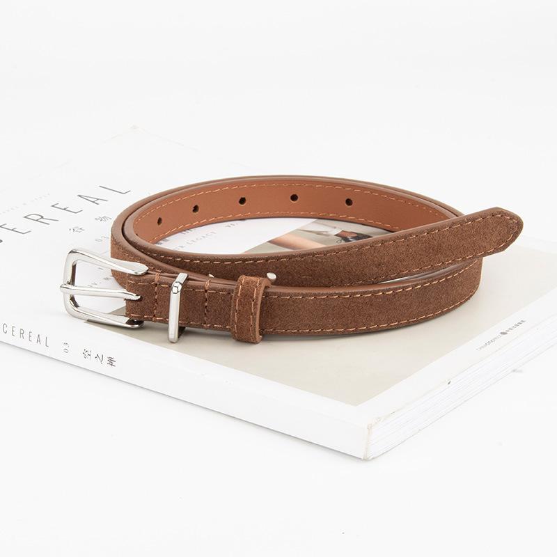 Korean New Style Pin Buckle Frosted Reverse Velvet Women's Genuine Leather Belt Fashionable High-end Versatile Dress Decorative Belt for Women