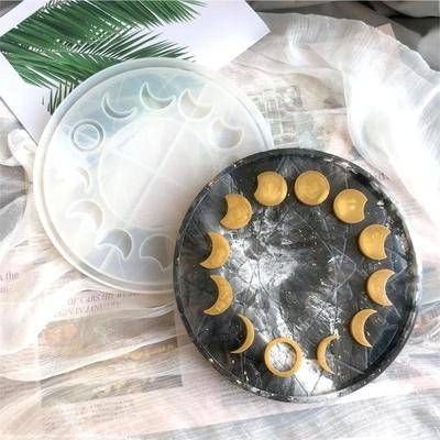 Diy Crystal Glue Silicone Mold Set Lunar Eclipse Moon Phase Ornament Plate Star Moon Clock Dial Arts Crafts for Concrete