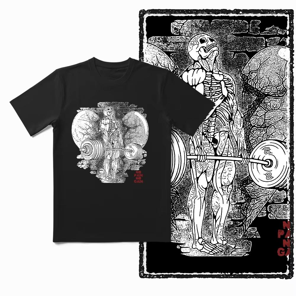 Summer Bulldog Fitness Pattern Exercise Training Short-Sleeved Cotton Loose And Breathable Men's Fitness Enthusiast T-Shirt