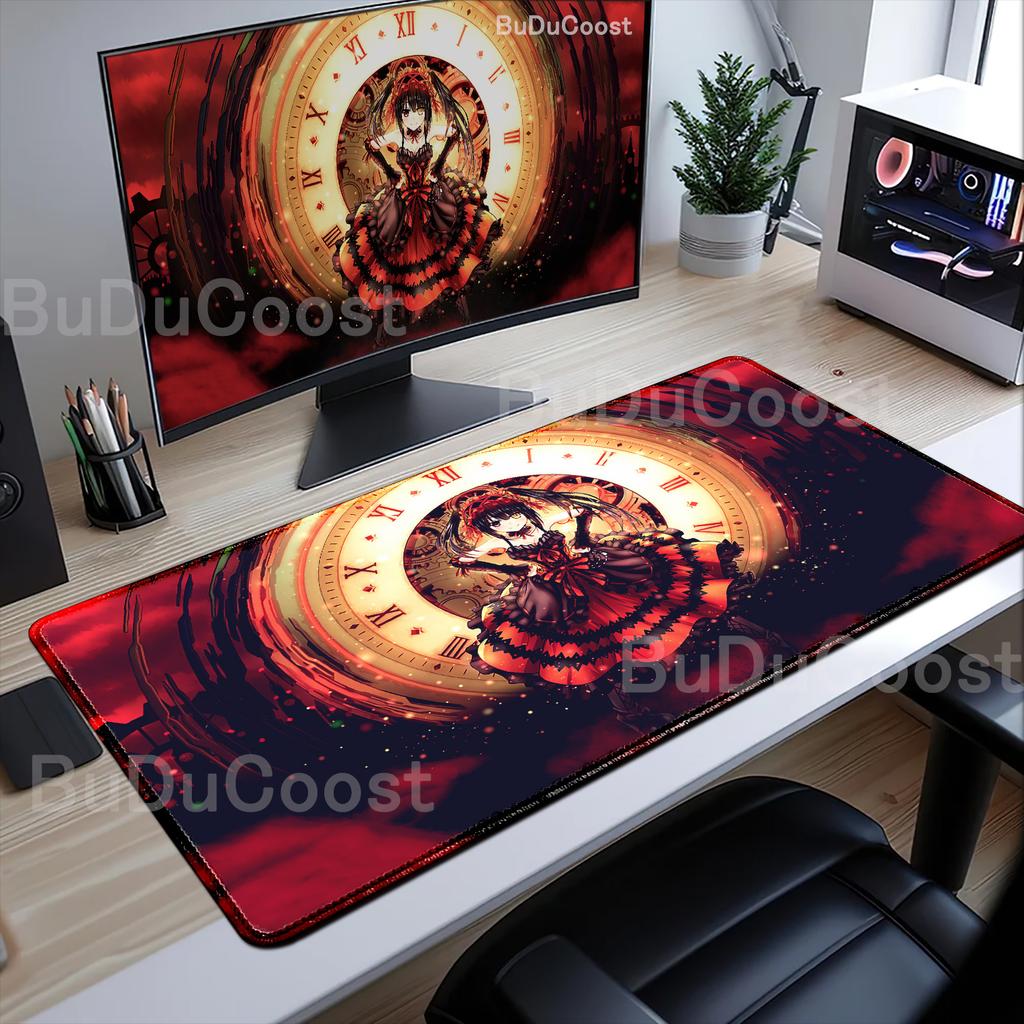 Nuevo Fondo de Pantalla Chica Anime Kawaii Tokisaki Kurumi Alfombrilla para Ratón Borde Bonito con Costura Alfombrillas Grandes para Teclado de Ordenador Gaming Escritorio XXL Alfombrilla para Ratón