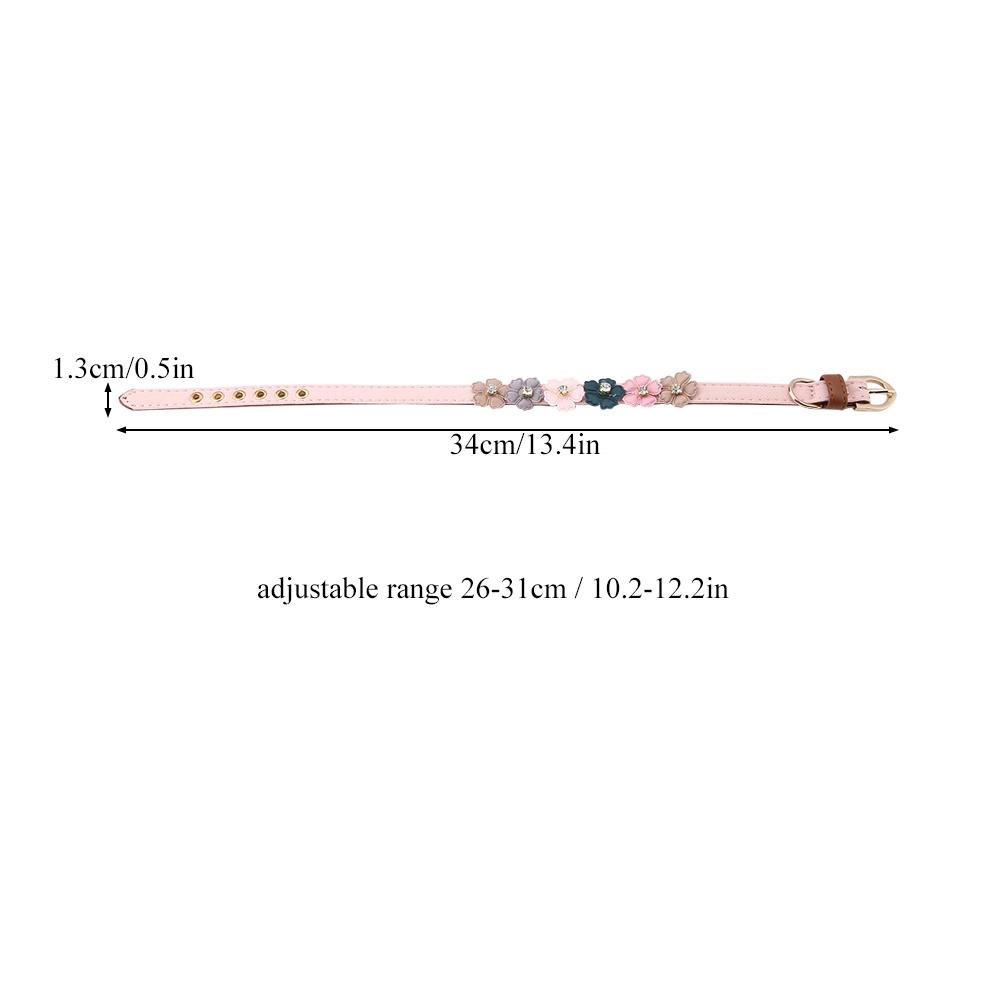 Flower with Diamond Pet Cat Dog Collar Adjustable PU Leather Dog Bow Tie (Pink 1.3 * 34cm )