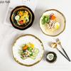 Irregular Gold-plated Edge Ceramic Steak Plate Salad Plate Dessert Plate Matte Thick Soup Bowl Restaurant Creative Tableware