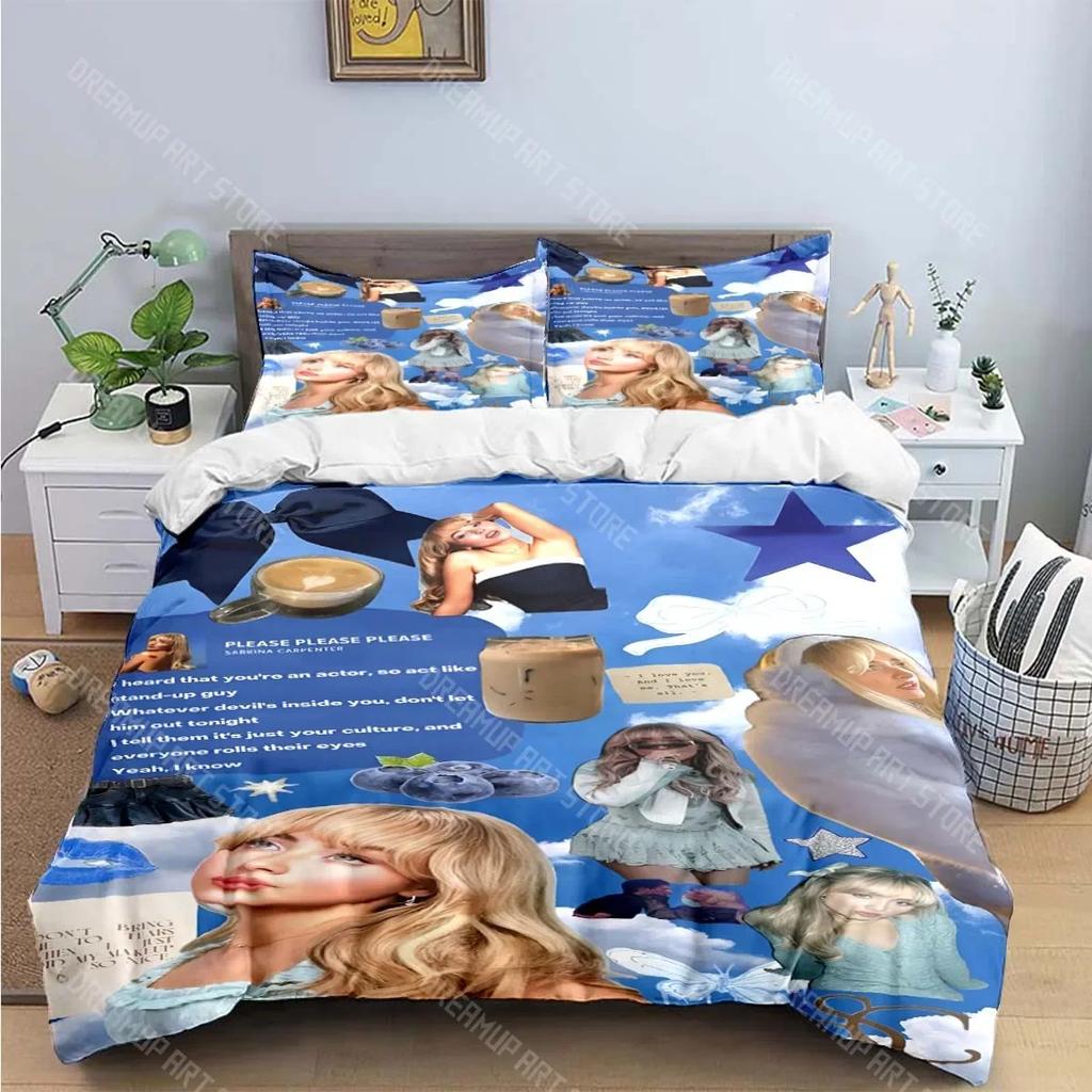 3D-Druck S-Sabrina Carpenter Sängerin Bettwäschesets Exquisites Bettzubehörset Bettbezug Bettdecke Set Bettwäscheset Luxus