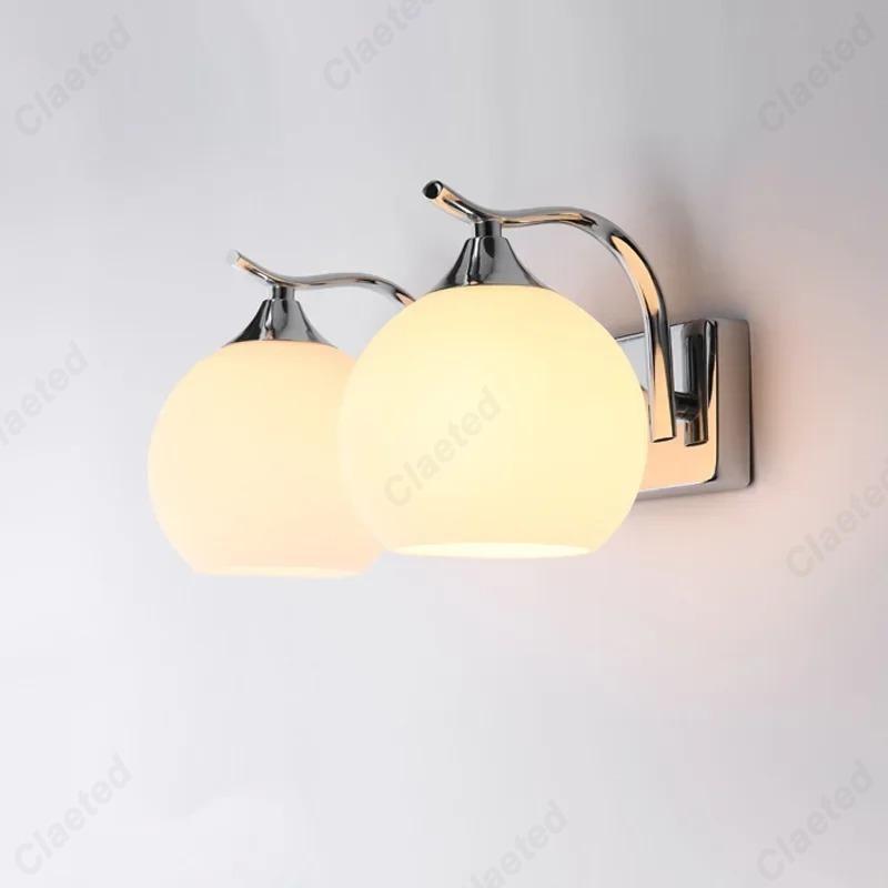 LED Luxury E27 Glass Lampshade Bedhead Wall Light Bedroom Living Room Wall Light Modern Simple Creative Corridor Wall Light