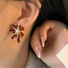 Red Enamel Drip Earrings Starry Sky Design Light Luxury Earrings Unique Women's Jewelry