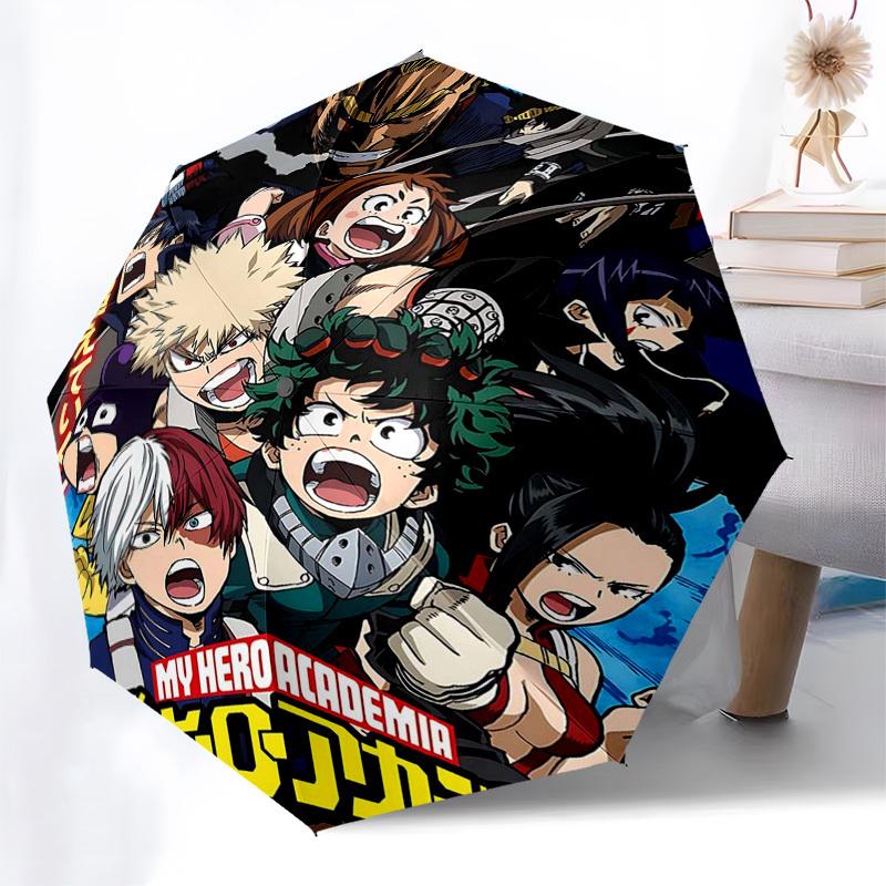 1pc My Hero Academia Automatic Opening Folding Umbrella with 3-Fold Design, 8-Bone Iron Frame Outdoor for Fans, Travelers, Daily Use, and Festive Gift