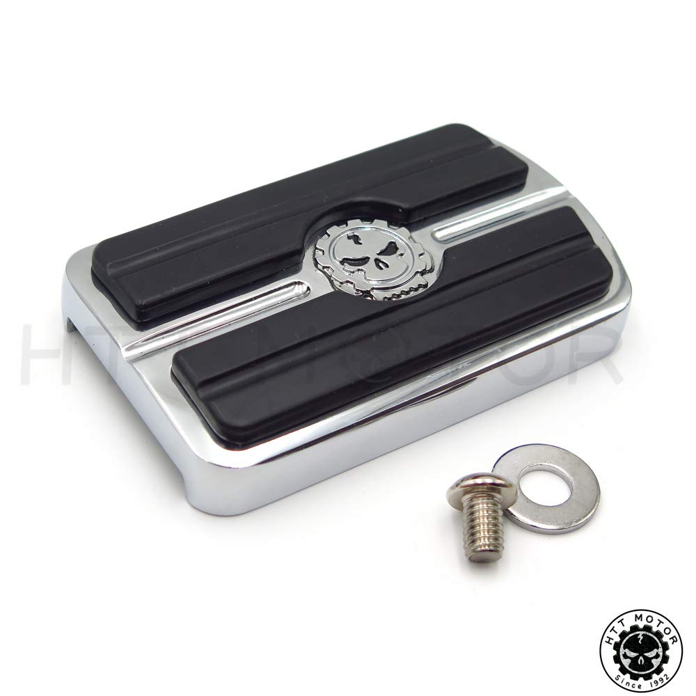 HTTMT MT216-052- Chrome Skull Rear Brake Pedal Cover for Harley Davidson Softail Dyna-Electra Glide