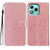 For Honor 400 Lite 5G Wallet Case Glitter Anti-Scratch Leather Stand Phone Cover with Strap