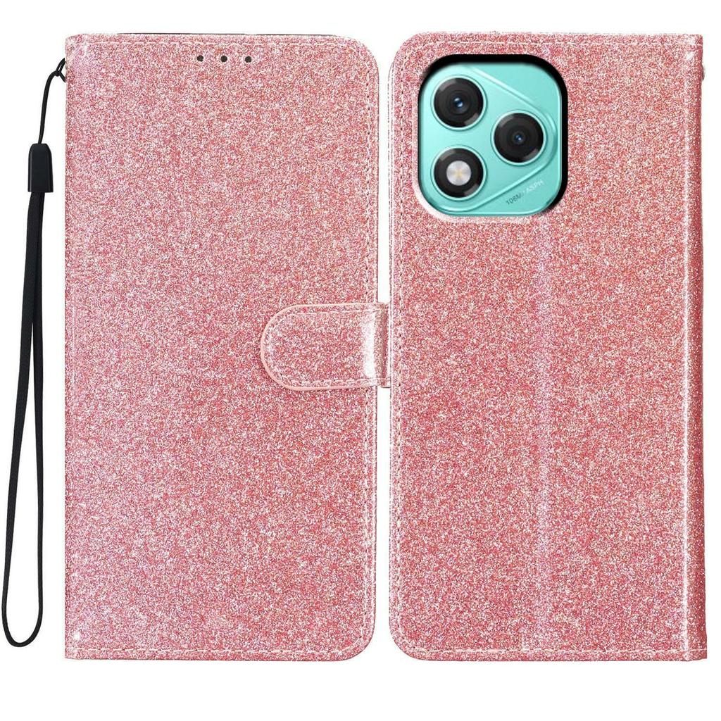 For Honor 400 Lite 5G Wallet Case Glitter Anti-Scratch Leather Stand Phone Cover with Strap