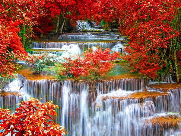 5D Diamond Painting Waterfall Full Square Round Diamond Embroidery Mountain Landscape Rhinestone Picture Home Decor