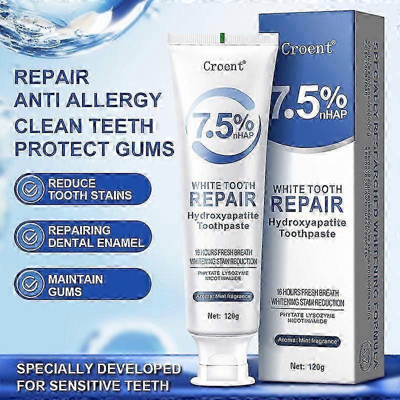 2PCS Hydroxyapatite Toothpaste for Advanced Enamel Protection, Gentle and Effective Formula, Fluoride-Free Toothpaste