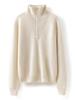 Women's Cashmere Bobble Stitch Half-High Collar Zipper Cardigan