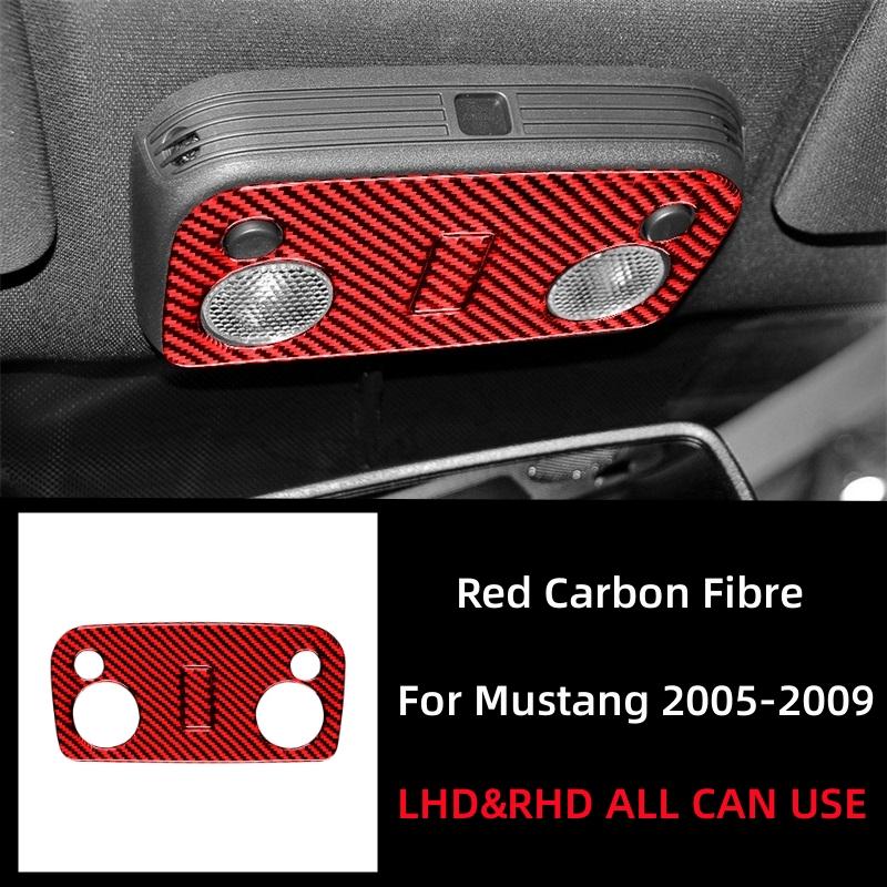 For Ford Mustang Accessories 2005-2009 S197 GT Carbon Fiber Interior Car Reading Light Control Panel Trim Stickers Cover Frame красный