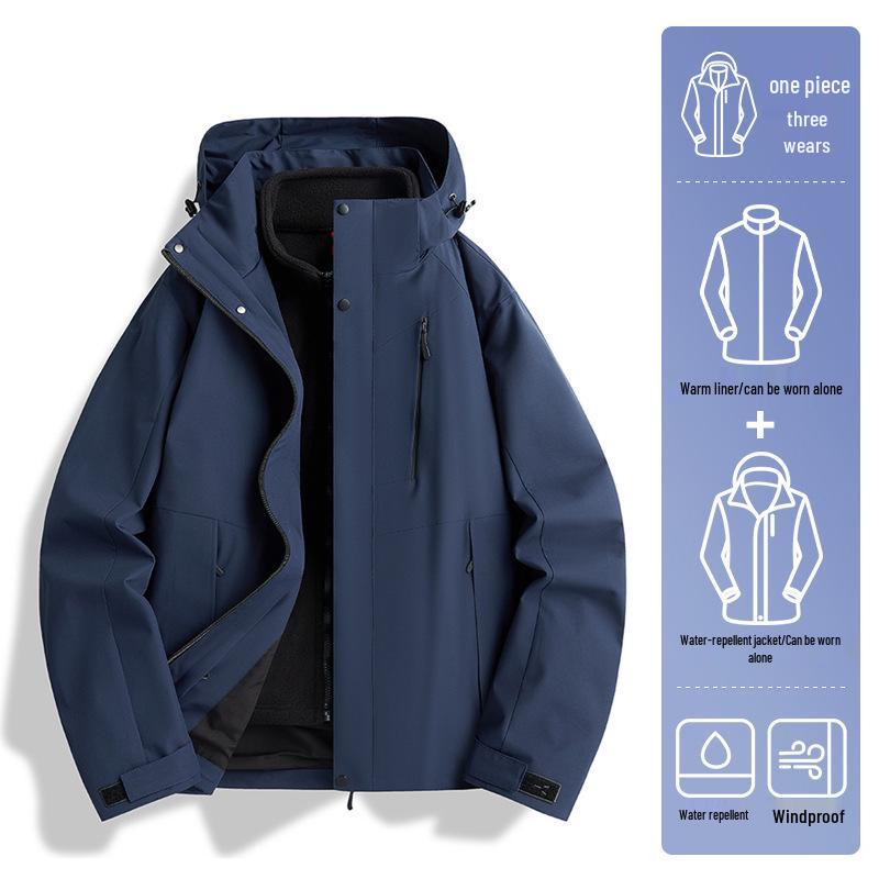 Woodpecker 3-in-1 Windproof Jacket with Removable Fleece Lining for Men & Women – Autumn/Winter Casual Outerwear