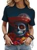 Summer Fashion Skull Flower 3D Printed Women's T-Shirt Casual Short Sleeve T-Shirts Graphics Tees Tops Loose Women's Clothing