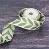 2 Yard Fabric Ribbon Leaf Decorative Ribbon Roll 1in 25mm Width for Flower Bouquet Gift Wrappings Party Wedding Decors