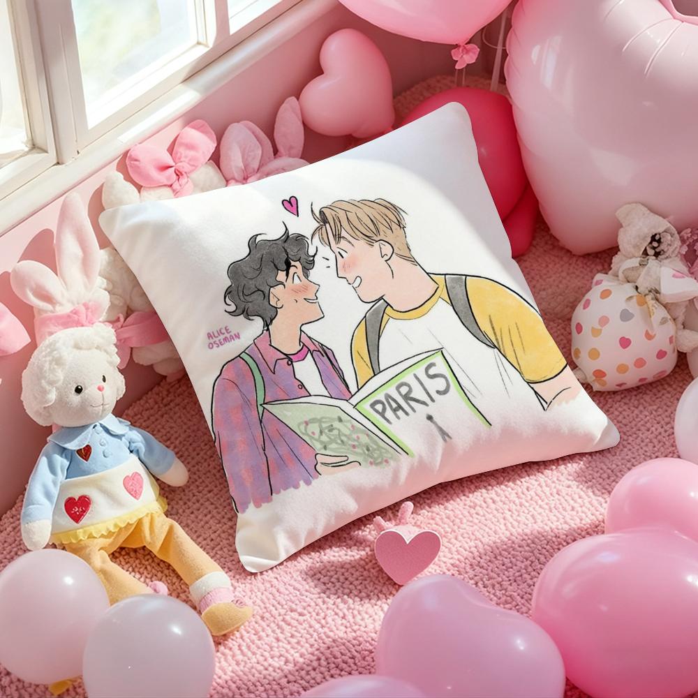 Cartoon H-HeartstopperS Cushion Cover Pattern Printed Pillowcase for Living Room Sofa Cushion Cover & Bedroom Decor