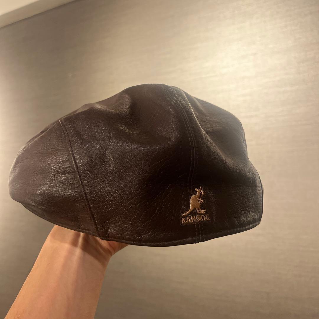 Used KANGOL leather hunting brown